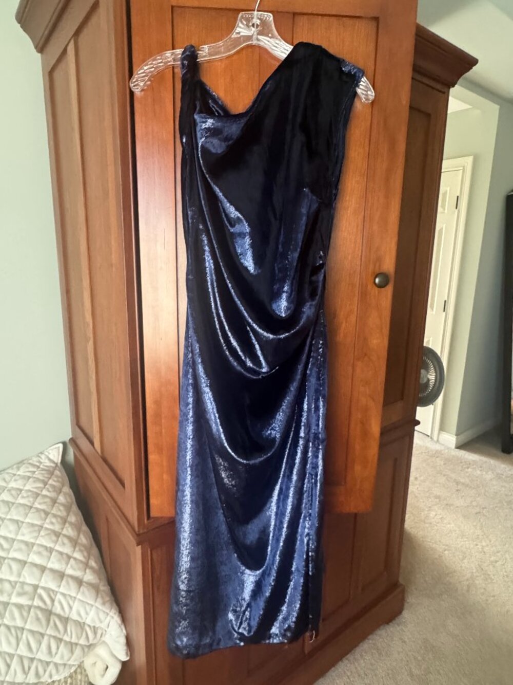NWT Blue Velvet One Shoulder Cocktail Dress